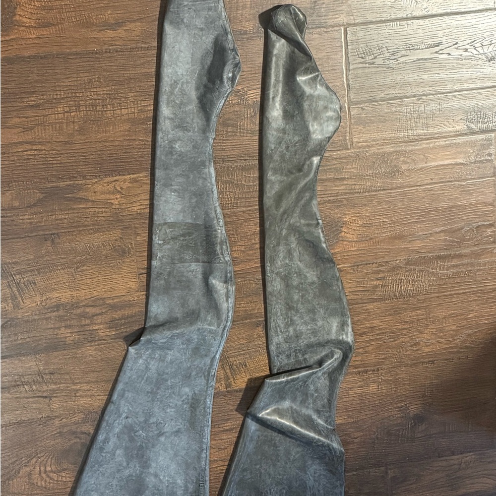 Savage X Fenty Black Latex Thigh-High Stockings